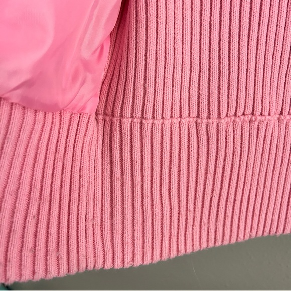 J.J. Basics Y2K Bubblegum Pink Quilted Ribbed Knit Full Zip Sweater Jacket Sz XL - Picture 4 of 7